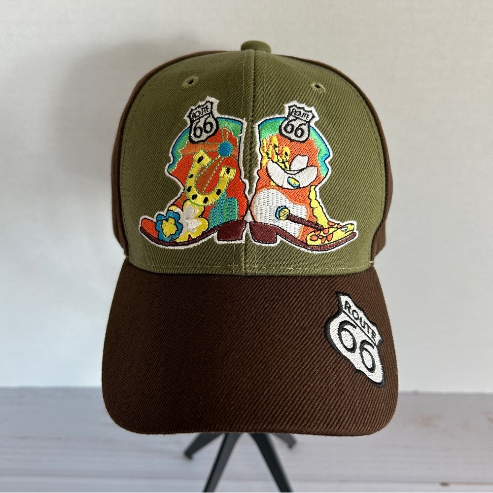 Route 66 Ball Cap | Santo Cap | Lucky Cowboy Boots Embroidered Baseball Hat